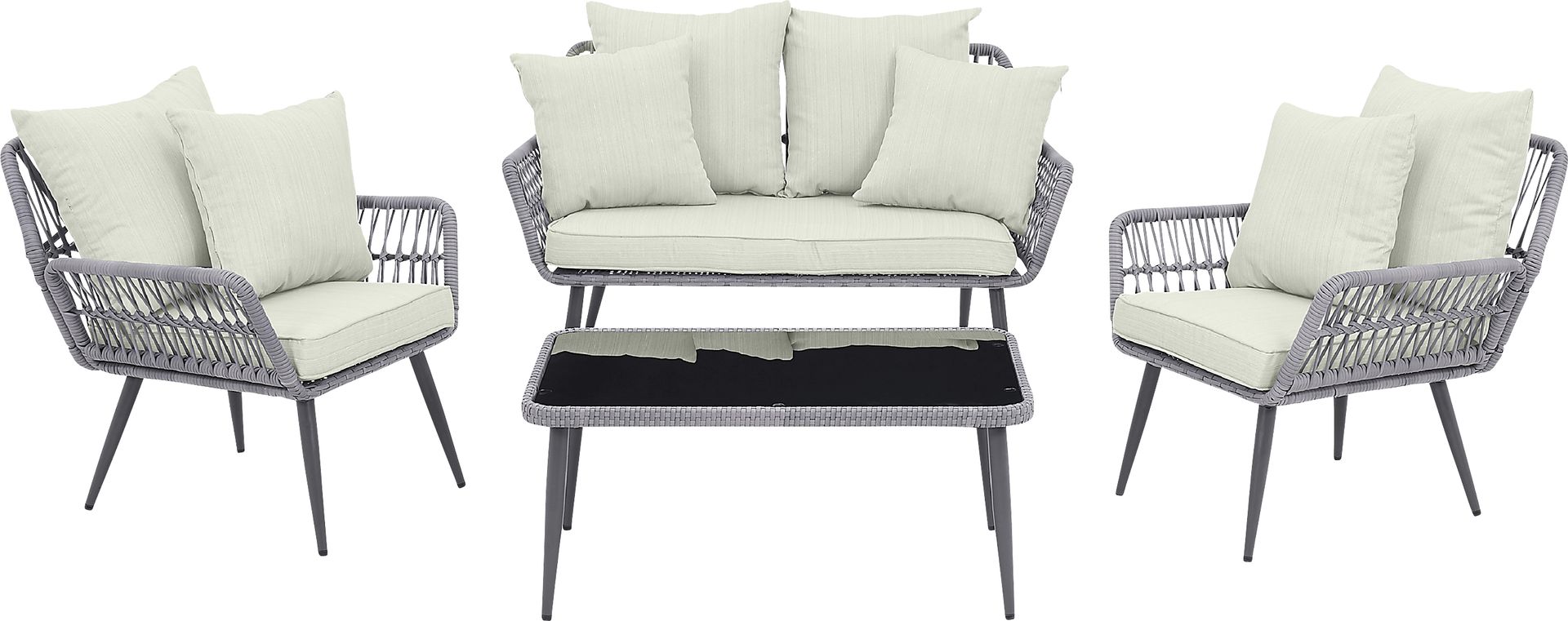 Outdoor Duffieldy Cream 4 Pc Conversation Set - Image 1