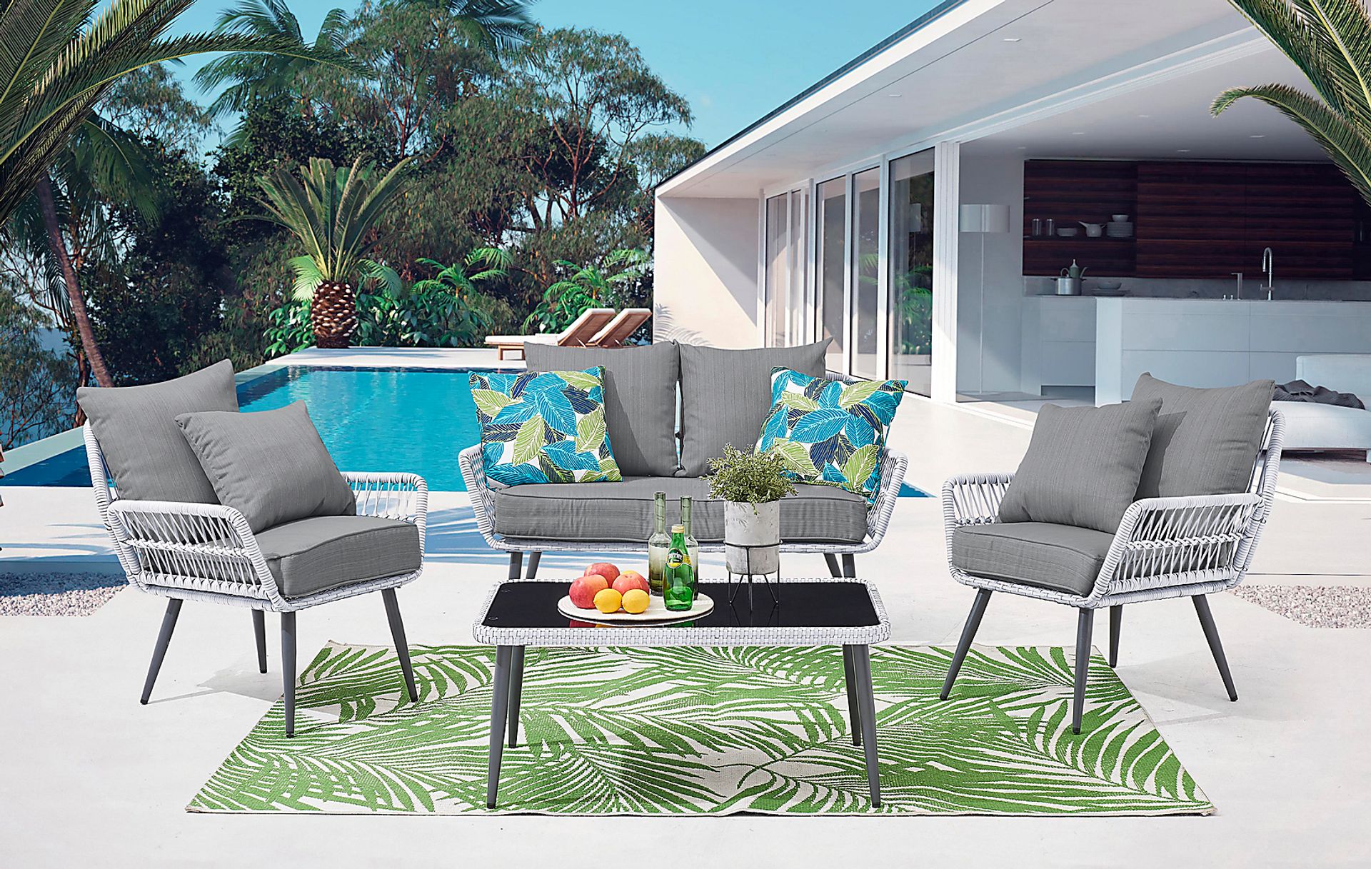 Outdoor Duffieldy Gray 4 Pc Conversation Set - Image 2