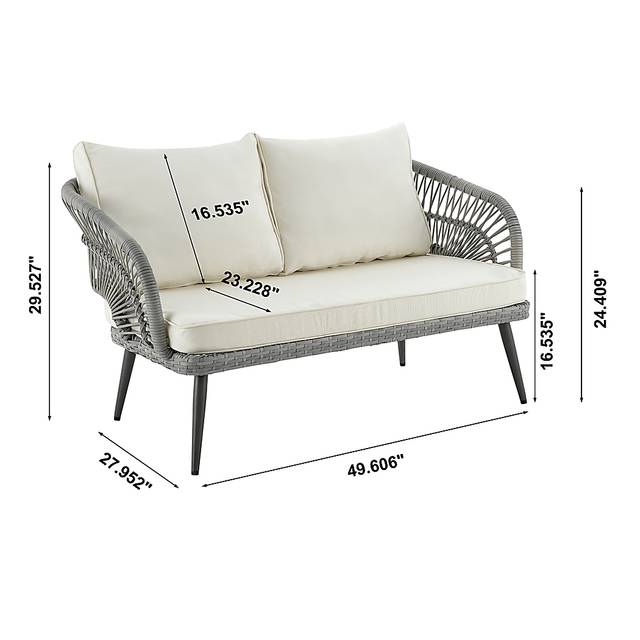 Outdoor Eashley Cream 4 Pc Conversation Set - Thumbnail - Image 3