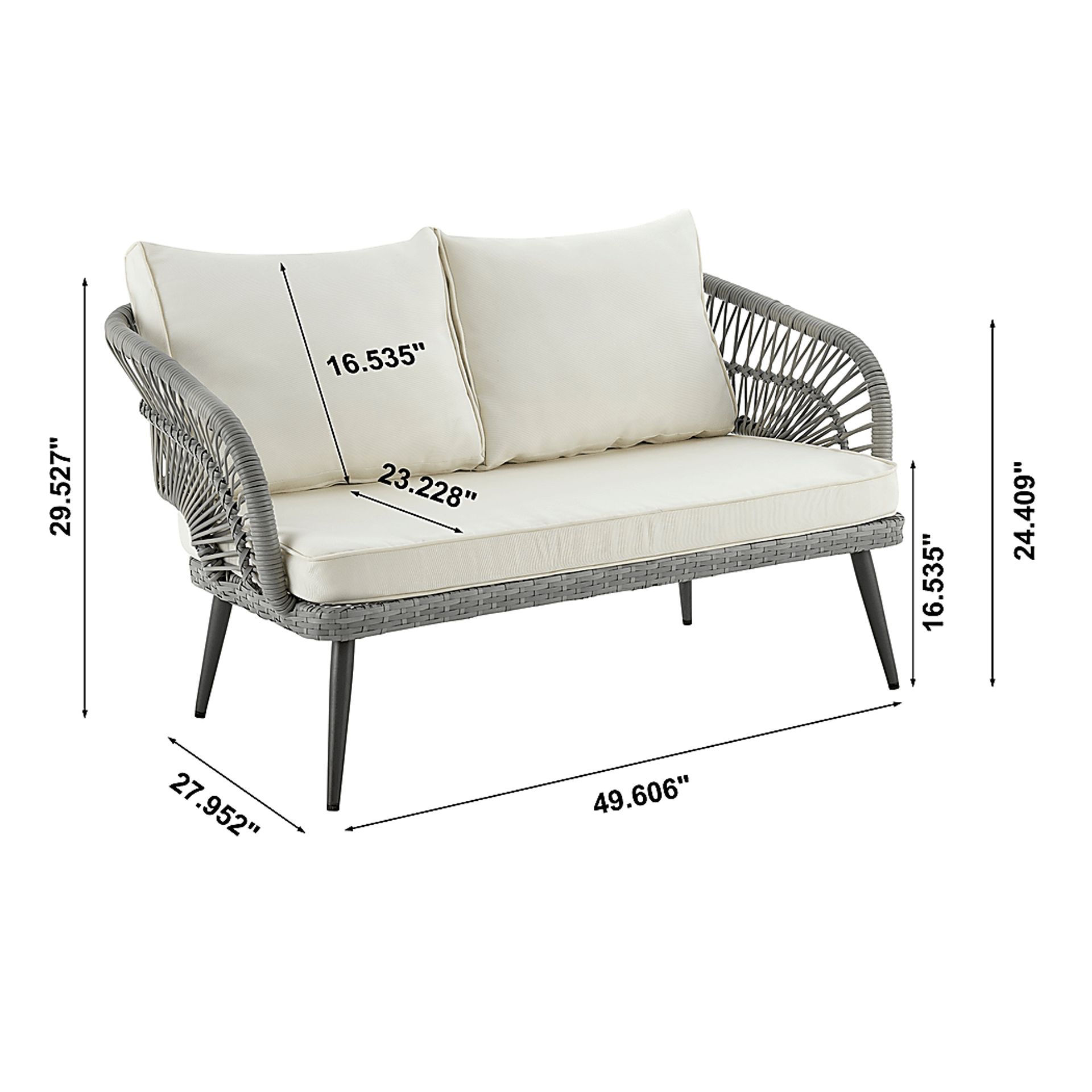 Outdoor Eashley Cream 4 Pc Conversation Set - Image 3