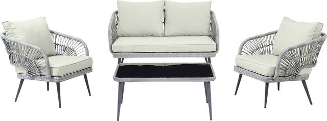 Outdoor Eashley Cream 4 Pc Conversation Set - Thumbnail - Image 1