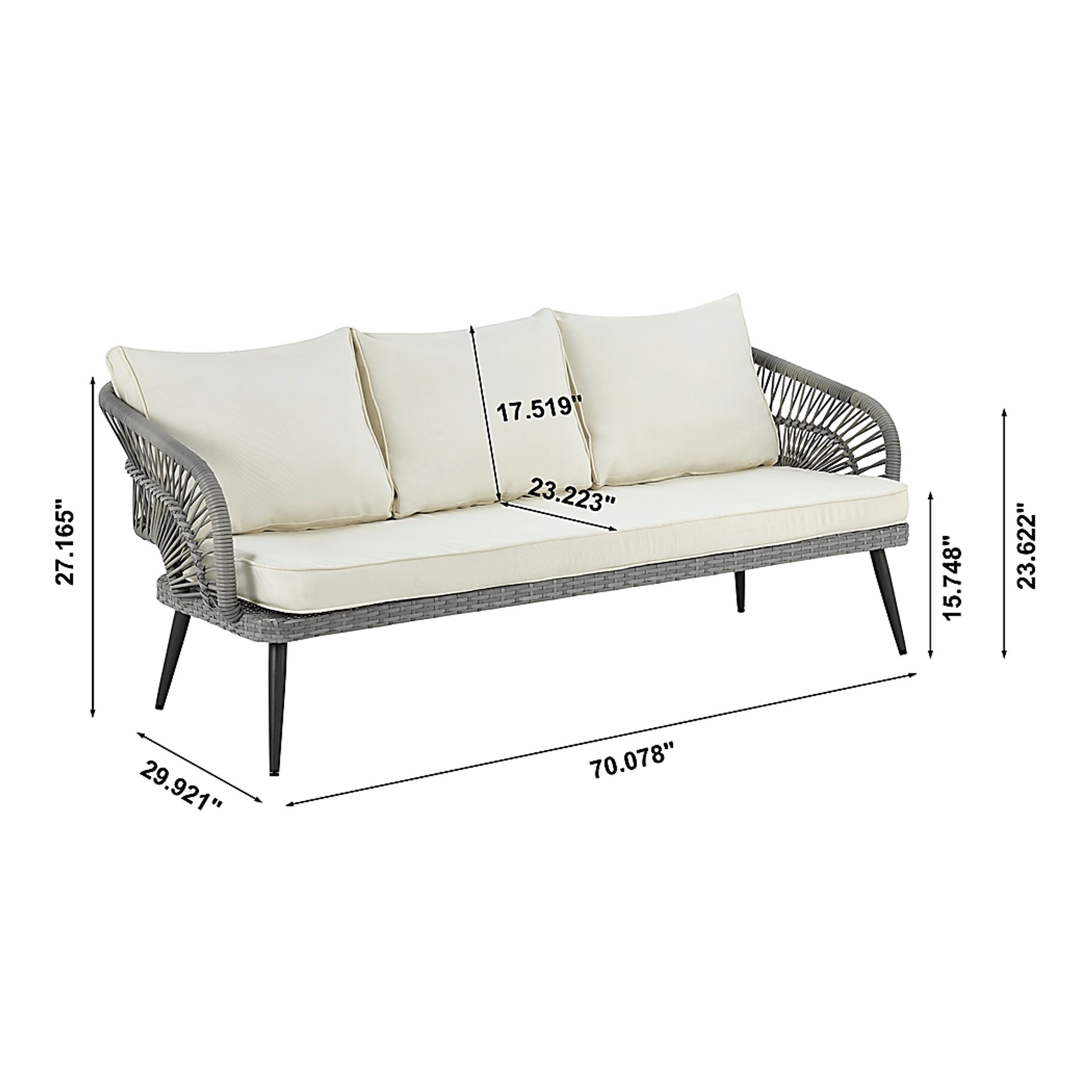 Outdoor Eashley Cream 4 Pc Conversation Set - Image 3