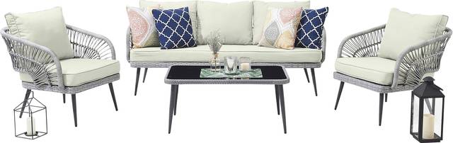 Outdoor Eashley Cream 4 Pc Conversation Set - Thumbnail - Image 1