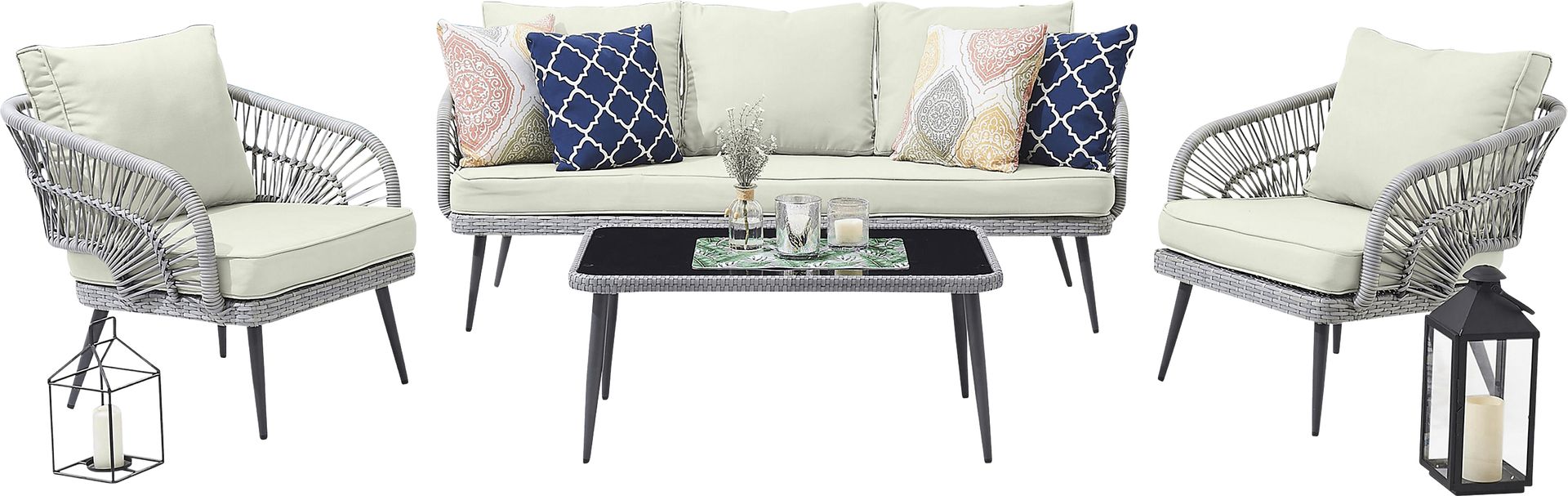 Outdoor Eashley Cream 4 Pc Conversation Set - Image 1