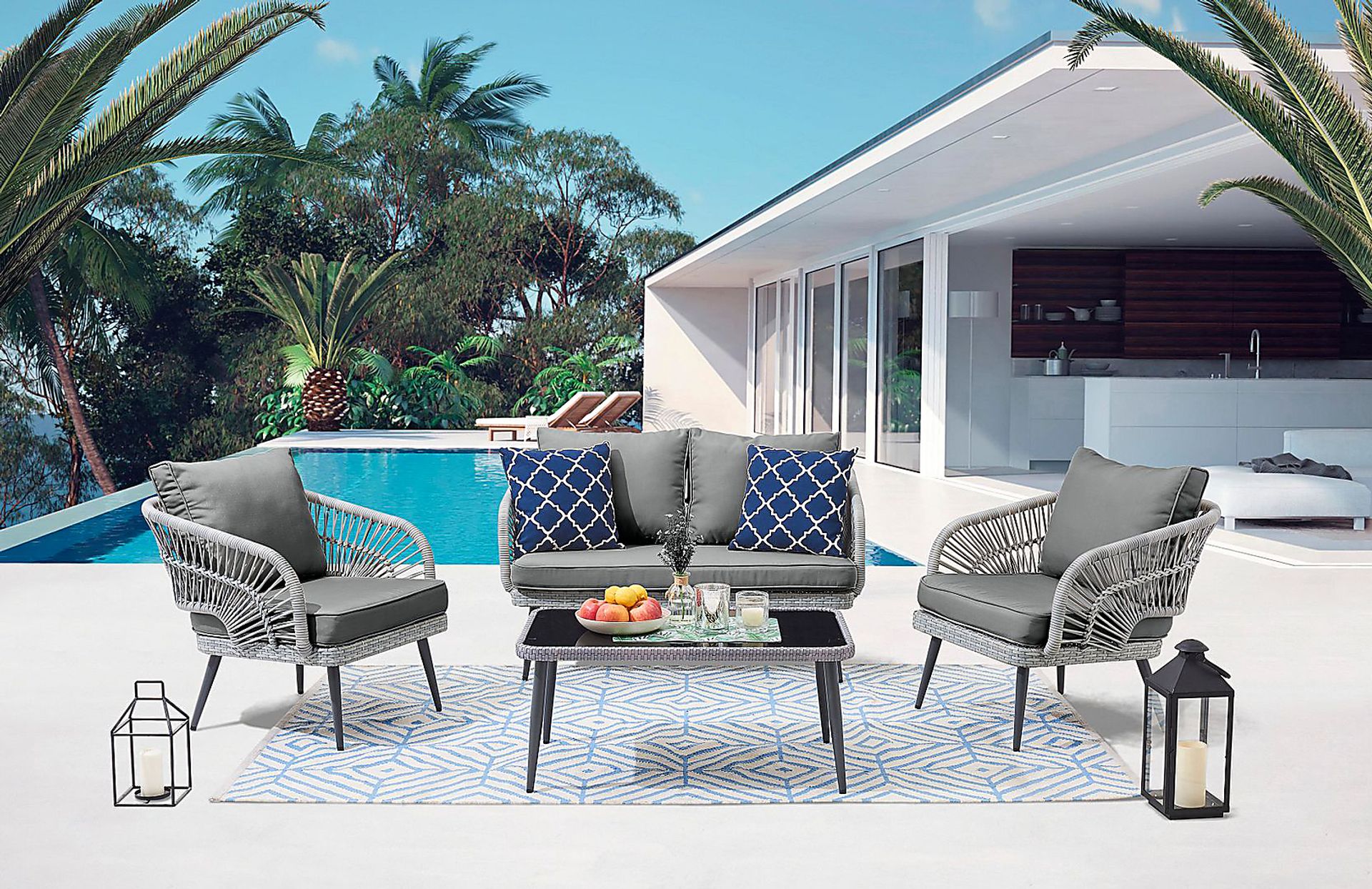 Outdoor Eashley Gray 4 Pc Conversation Set - Image 2
