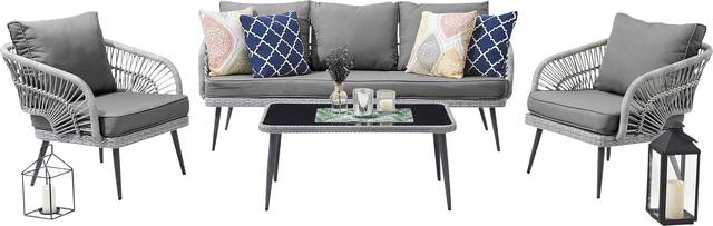 Outdoor Eashley Gray 4 Pc Conversation Set - Thumbnail - Image 1