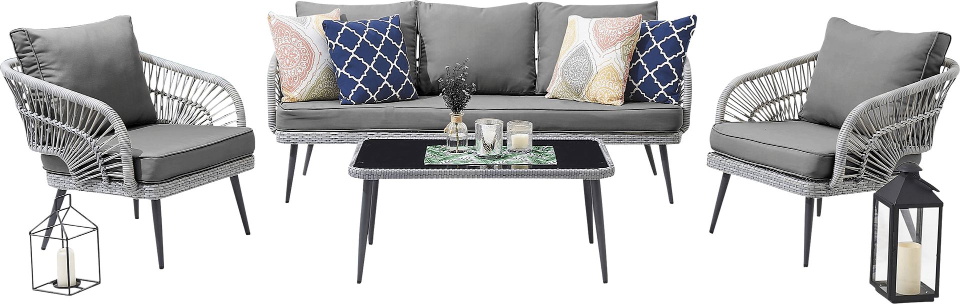 Outdoor Eashley Gray 4 Pc Conversation Set - Image 1