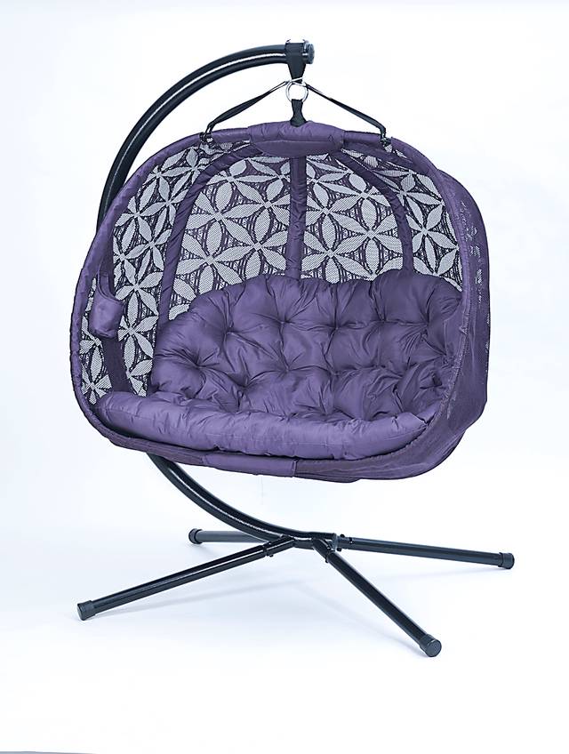 Outdoor Edbrooke Purple Hanging Loveseat - Thumbnail - Image 2