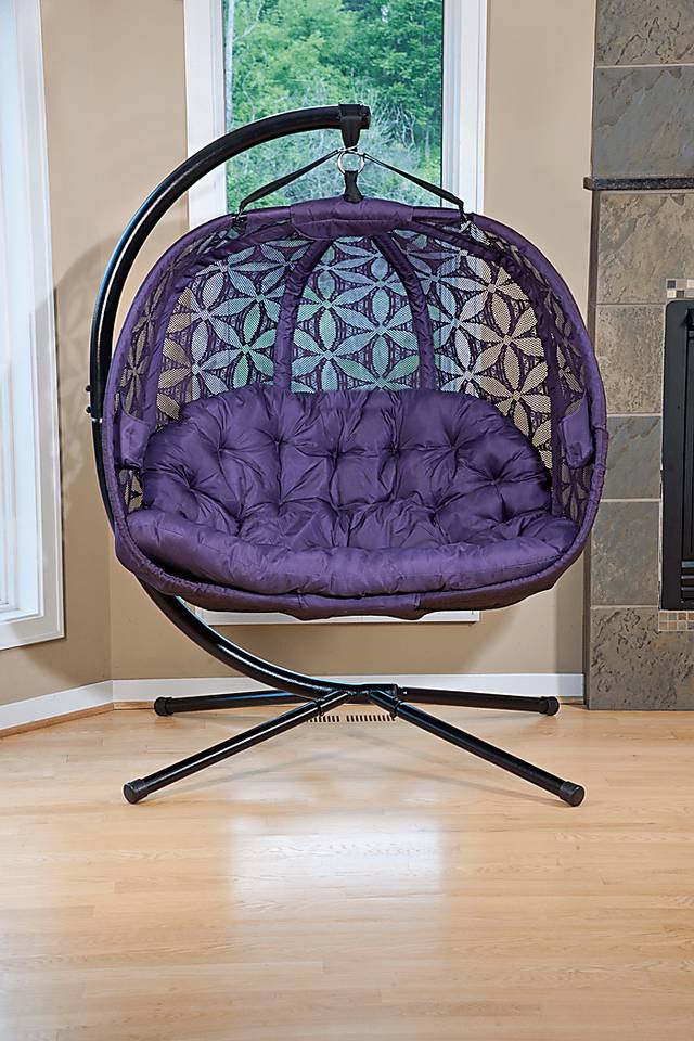 Outdoor Edbrooke Purple Hanging Loveseat - Thumbnail - Image 3