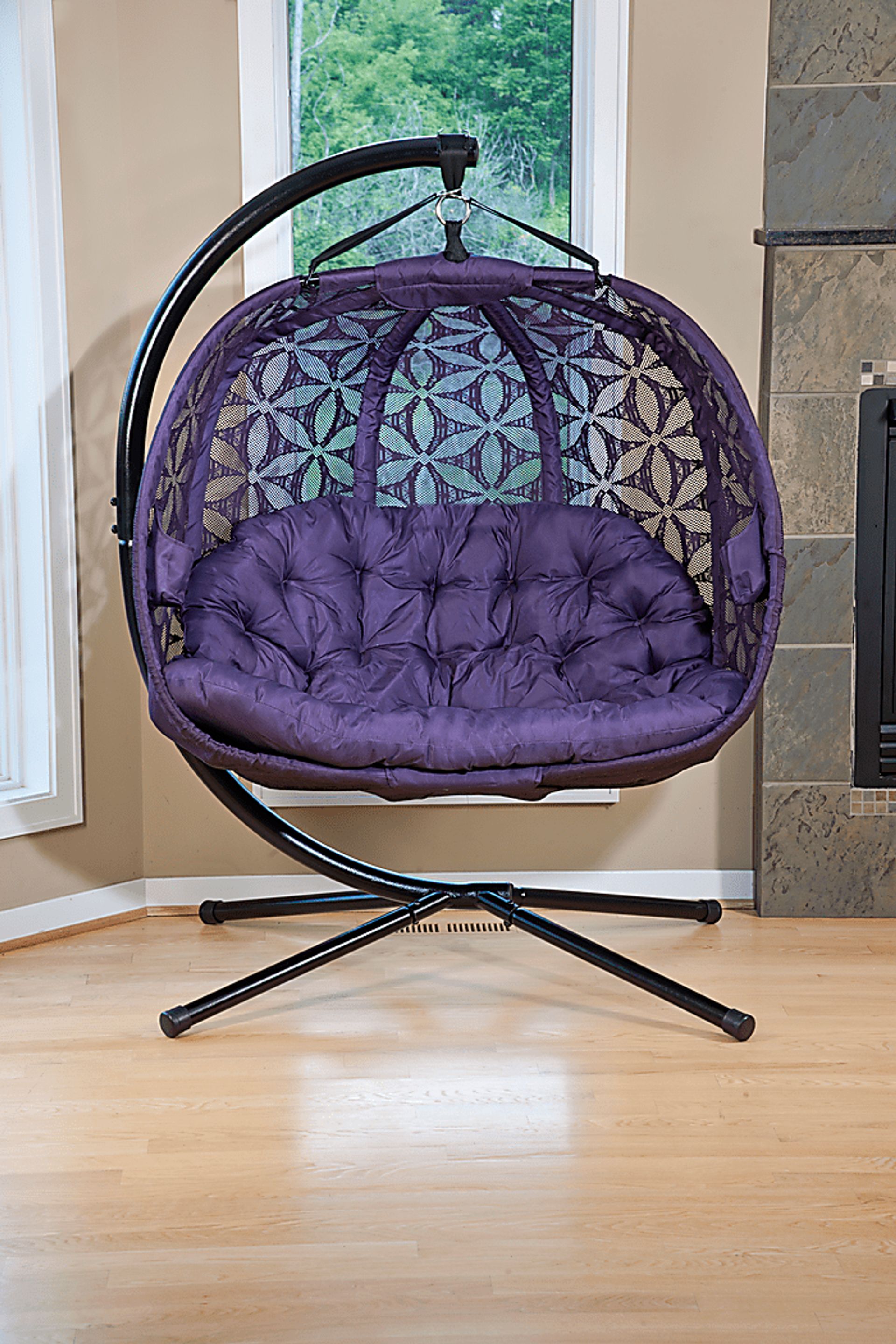 Outdoor Edbrooke Purple Hanging Loveseat - Image 3