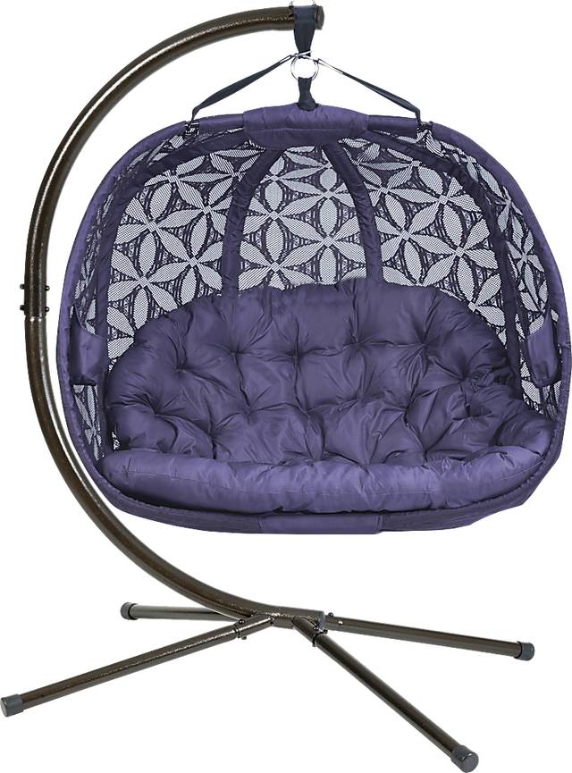 Outdoor Edbrooke Purple Hanging Loveseat - Thumbnail - Image 1