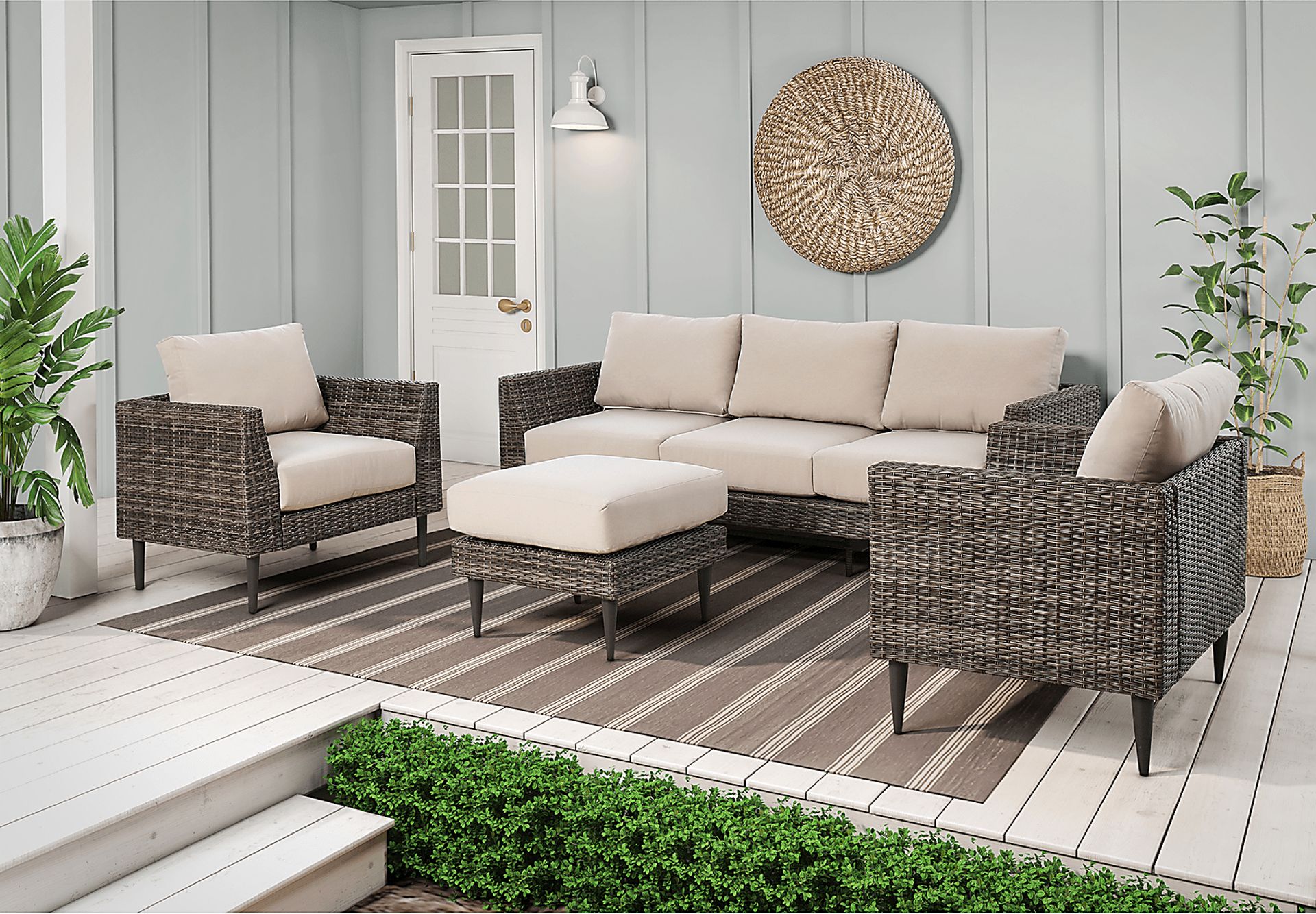 Outdoor Enelos Brown Ottoman - Image 2