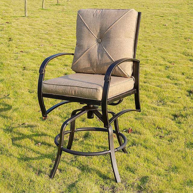 Outdoor Esmerie Beige Barstool, Set of 2 - Thumbnail - Image 2