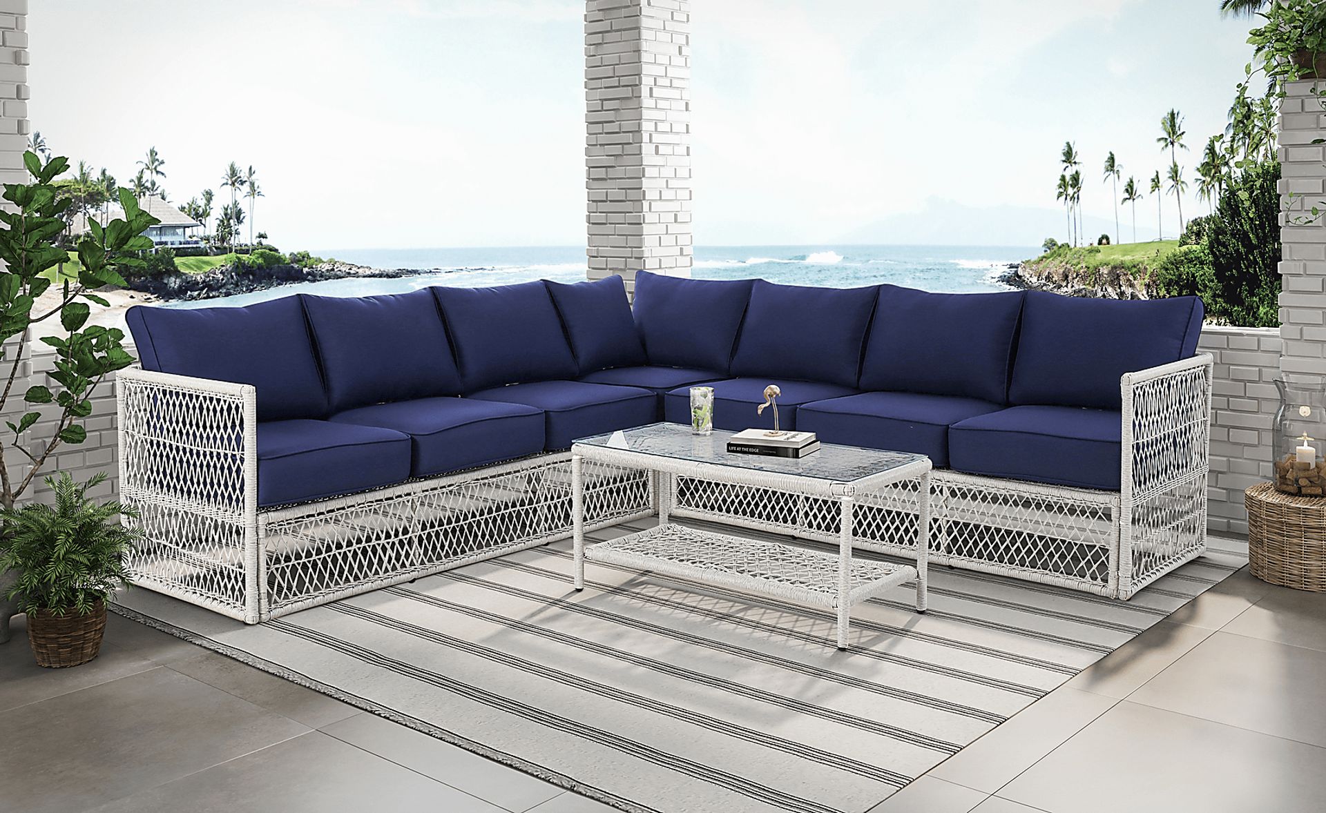 Fallowbrook II Blue Outdoor Sectional - Image 6