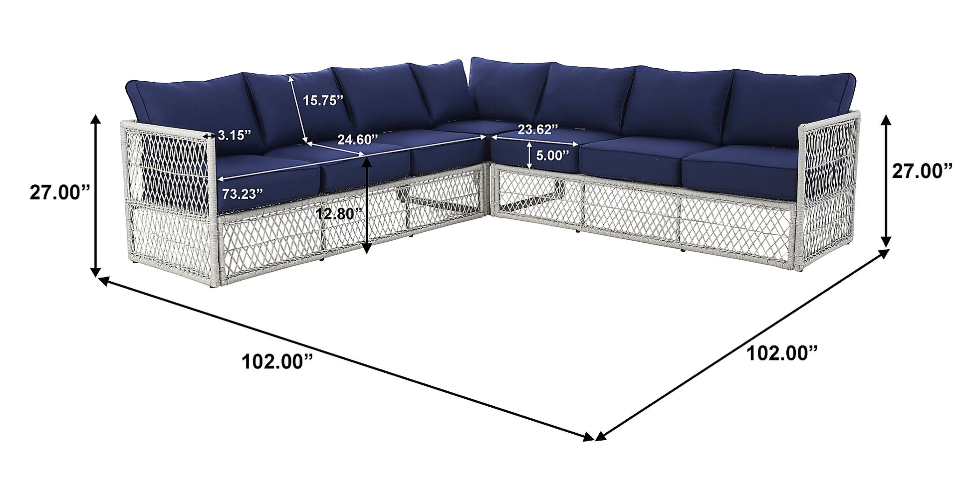 Fallowbrook II Blue Outdoor Sectional - Image 7