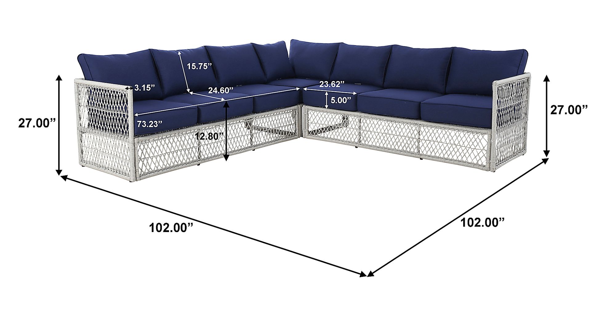 Fallowbrook III Blue Outdoor Sectional - Image 12