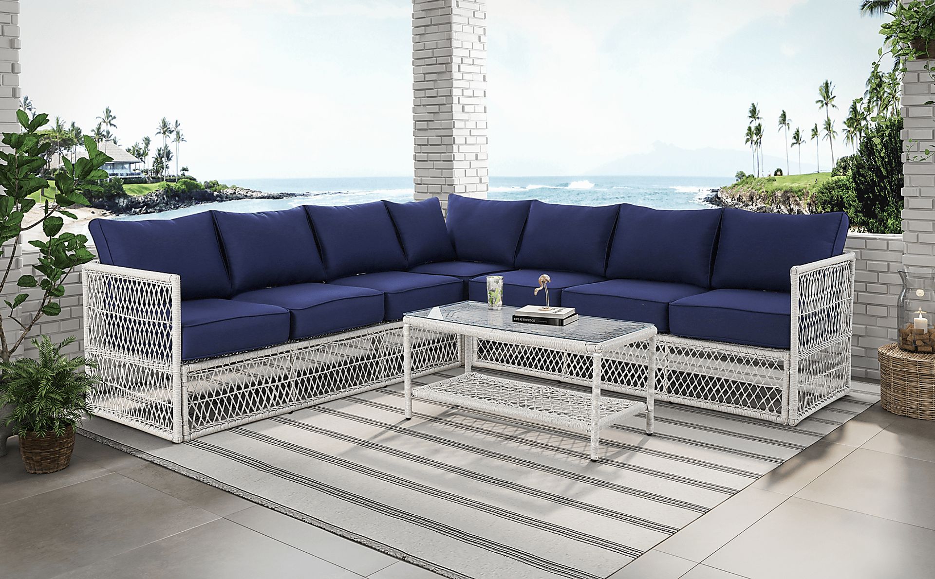 Fallowbrook III Blue Outdoor Sectional - Image 10