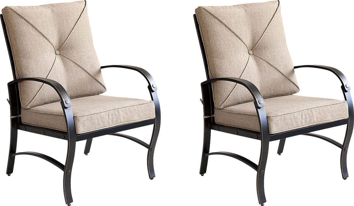 Fanchon Bronze Metal Aluminum,Polyester Fabric Outdoor Dining Chair Set