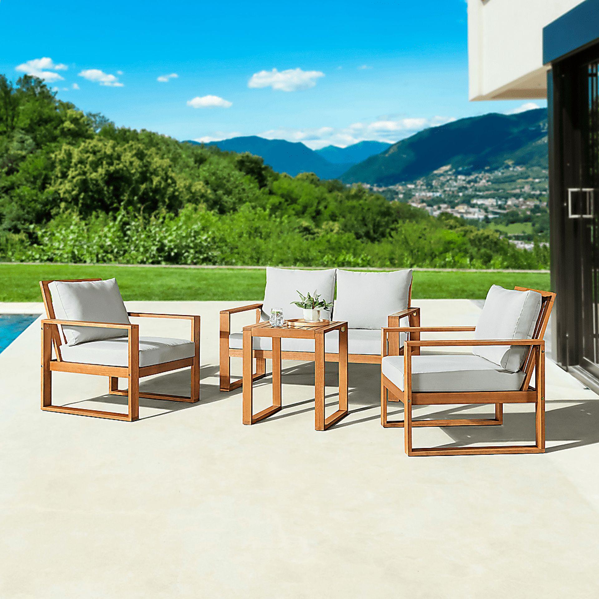 Outdoor Feeddema Brown 4pc Seating Set - Image 2