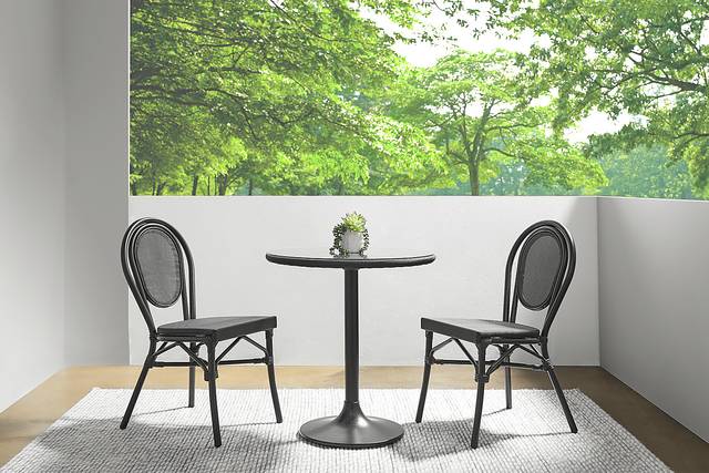 Outdoor Gately Black Dining Chair, Set of 2 - Thumbnail - Image 2
