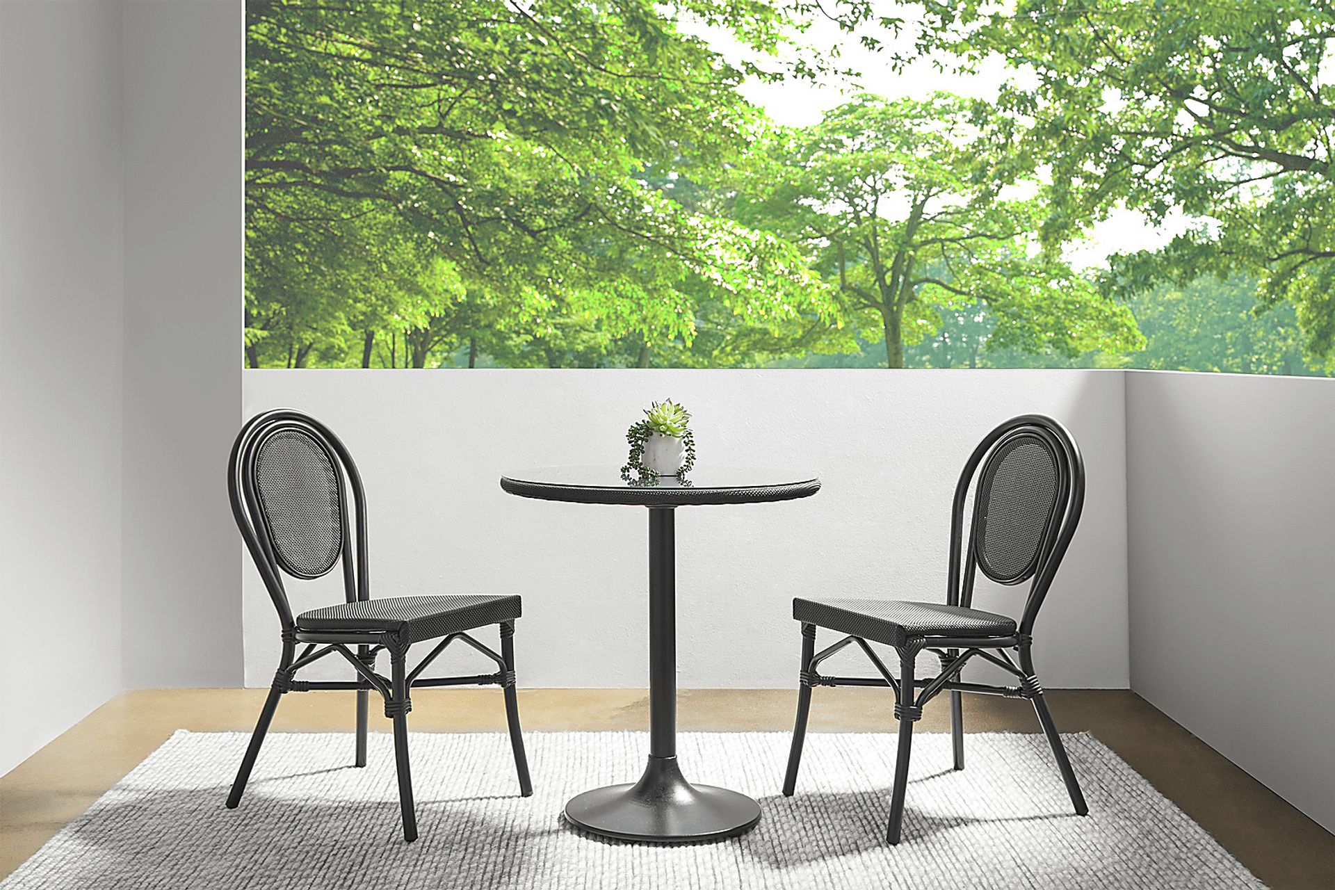 Outdoor Gately Black Dining Chair, Set of 2 - Image 2