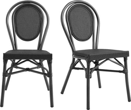 Outdoor Gately Black Dining Chair, Set of 2