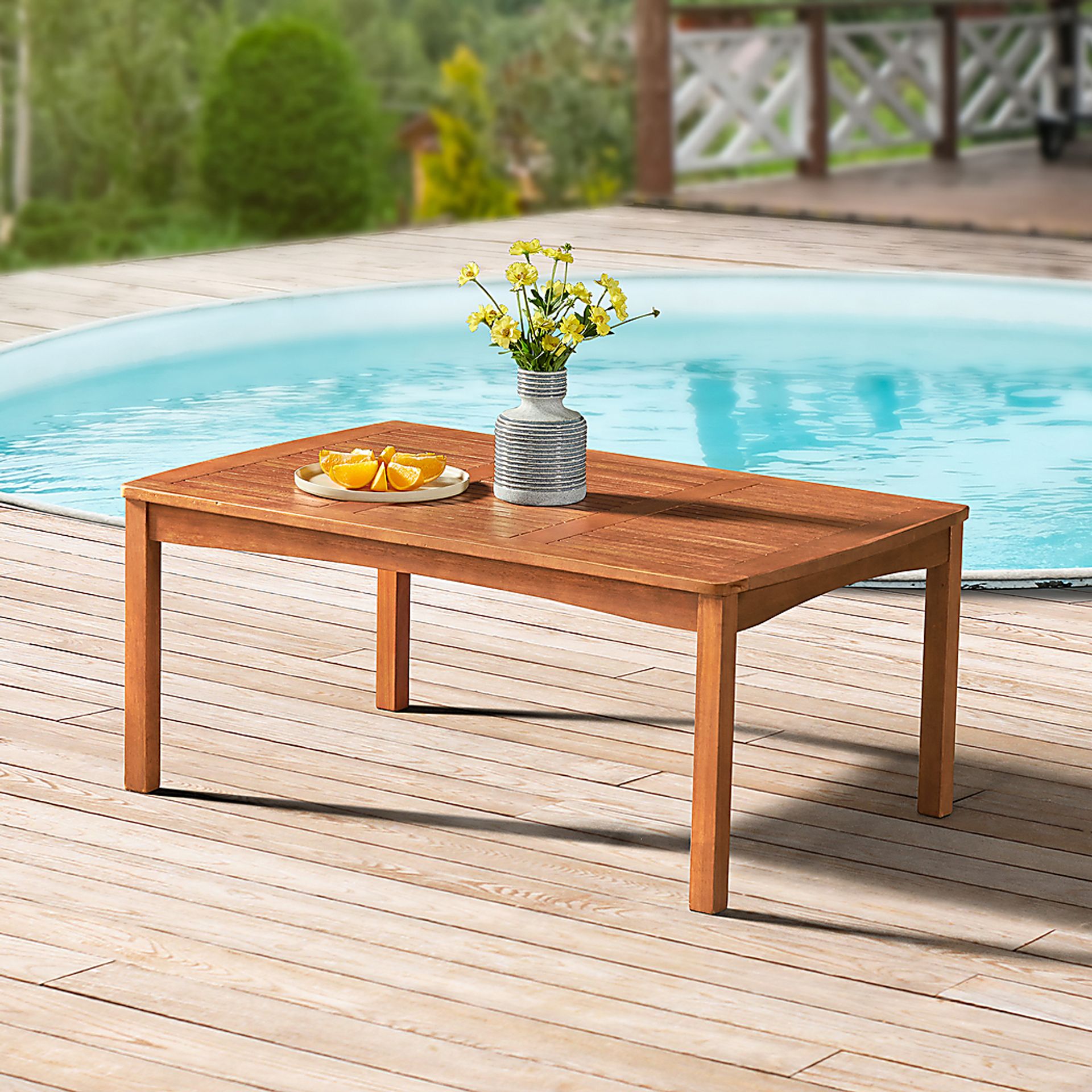 Outdoor Goethe Brown Bench with Cocktail Table - Image 6