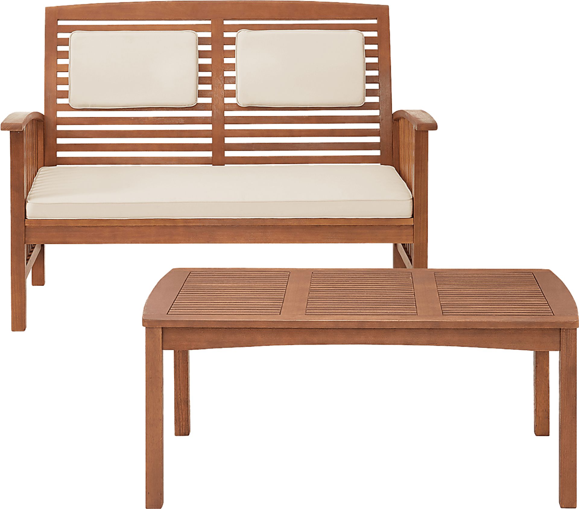 Outdoor Goethe Brown Bench with Cocktail Table - Image 1