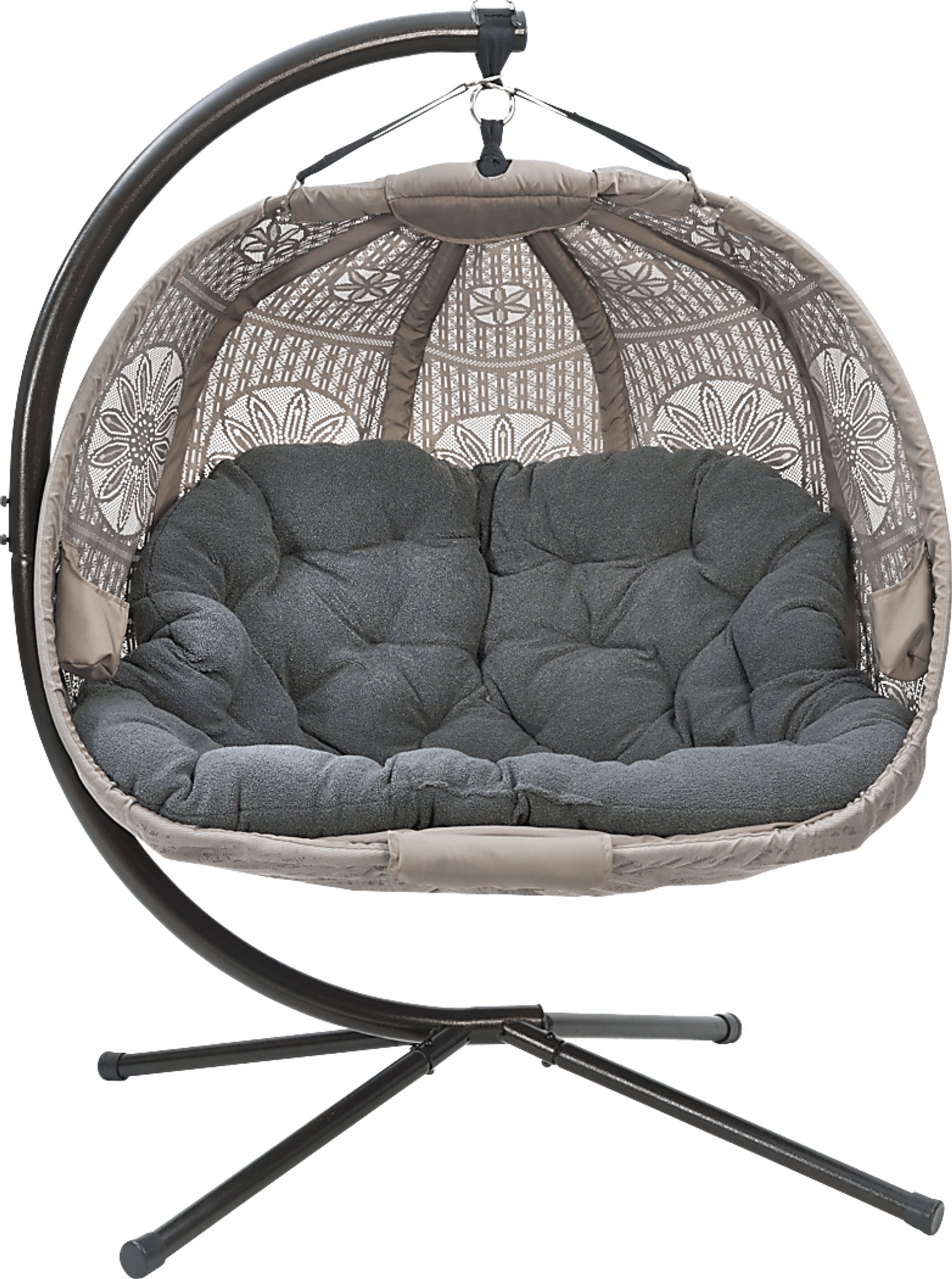 Outdoor Gratten Brown Hanging Loveseat - Image 1