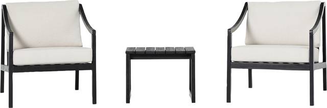 Outdoor Guilmere Black 3pc Chat Set - Thumbnail - Image 1