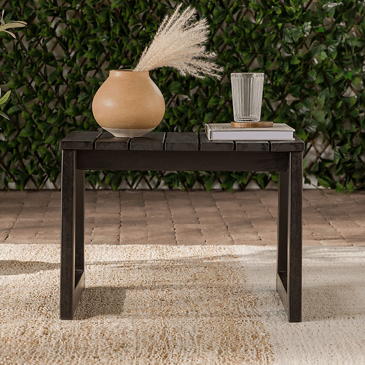 Outdoor Guilmere Black End Table