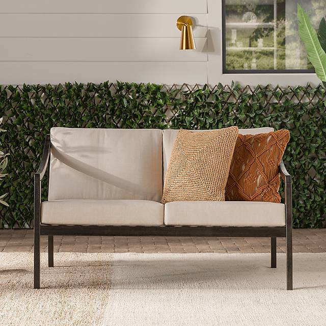 Outdoor Guilmere Black Loveseat - Thumbnail - Image 2