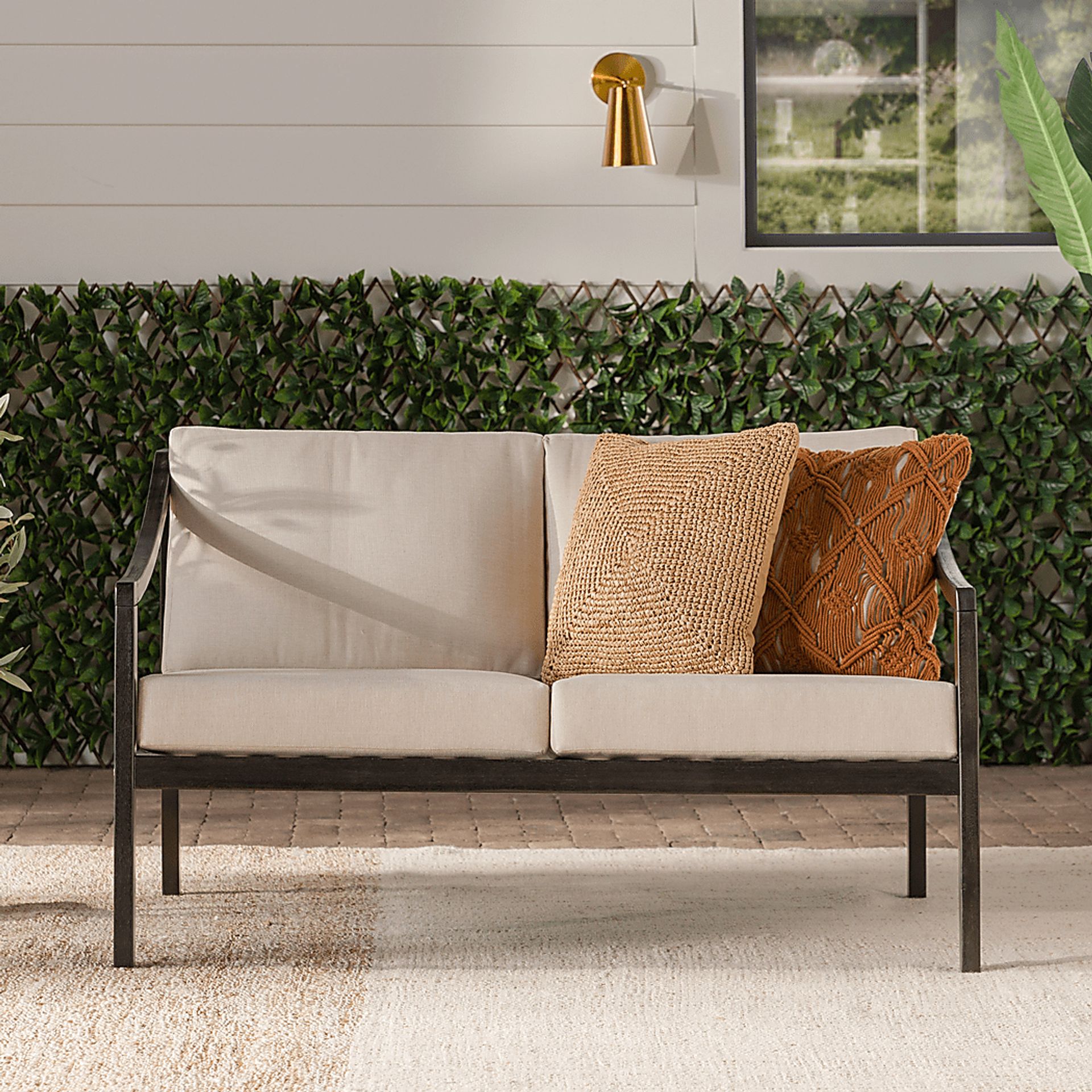Outdoor Guilmere Black Loveseat - Image 2