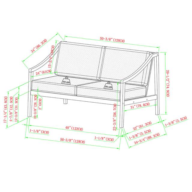 Outdoor Guilmere Natural Loveseat - Thumbnail - Image 7
