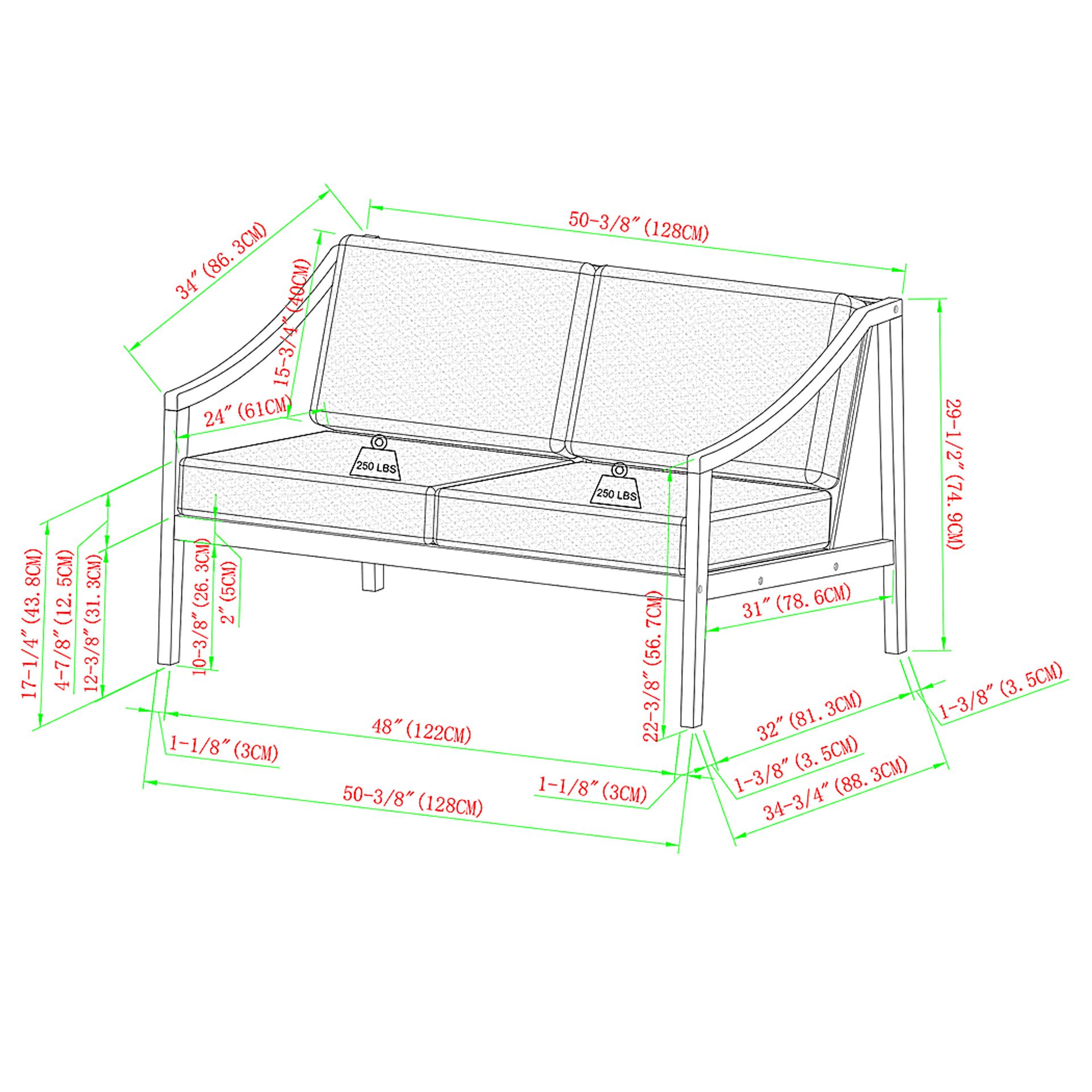 Outdoor Guilmere Natural Loveseat - Image 7