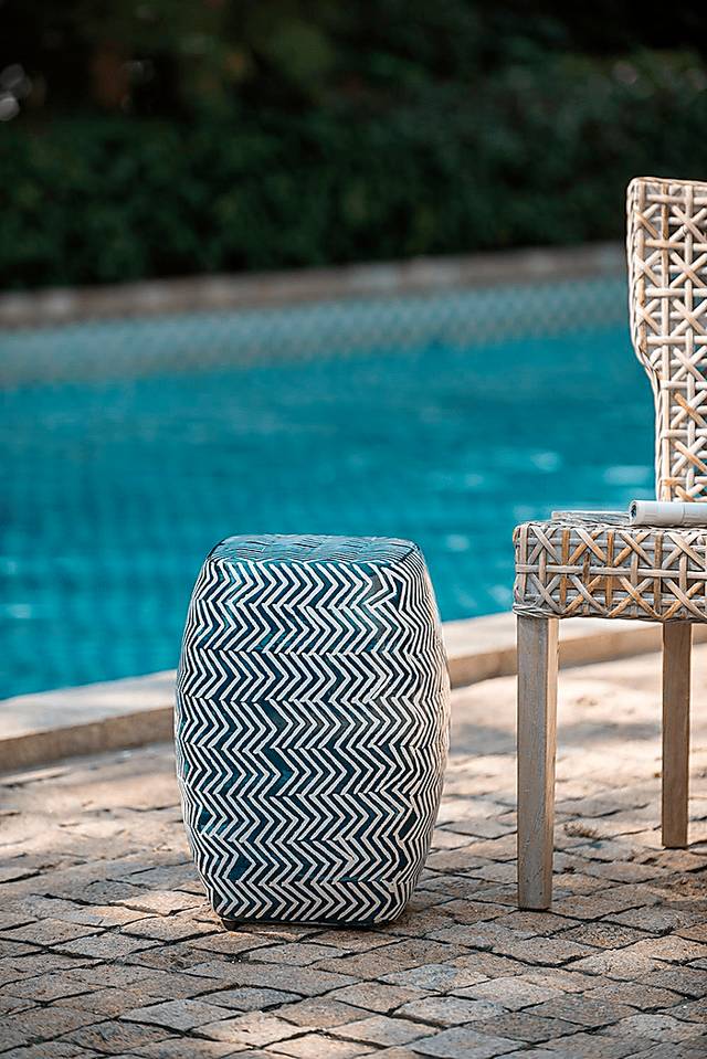 Outdoor Gunton Blue Stool - Thumbnail - Image 18