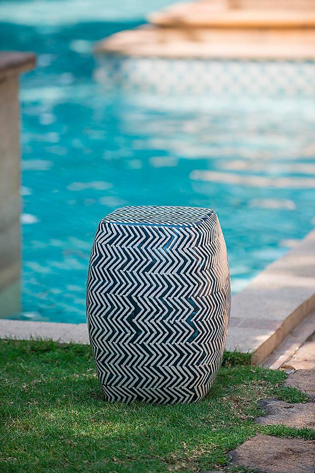 Outdoor Gunton Blue Stool - Thumbnail - Image 19