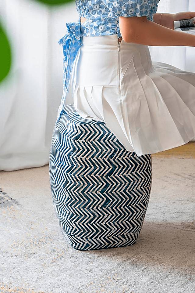 Outdoor Gunton Blue Stool - Thumbnail - Image 9