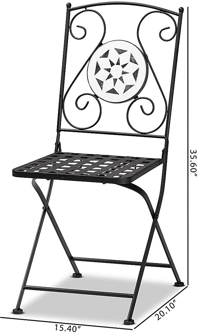 Outdoor Habena Black Side Chairs, Set of 2 - Thumbnail - Image 9