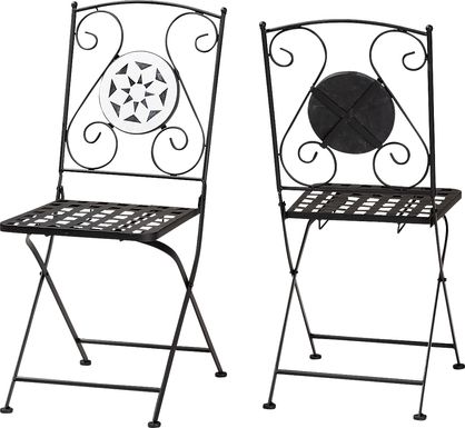 Outdoor Habena Black Side Chairs, Set of 2
