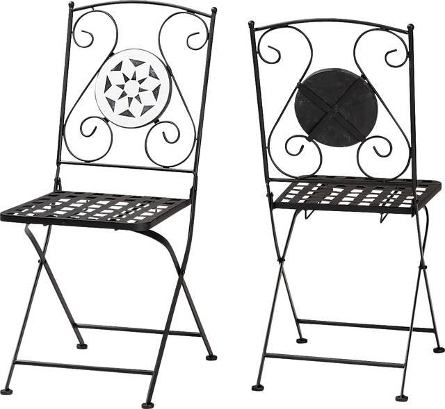 Outdoor Habena Black Side Chairs, Set of 2 - Thumbnail - Image 1