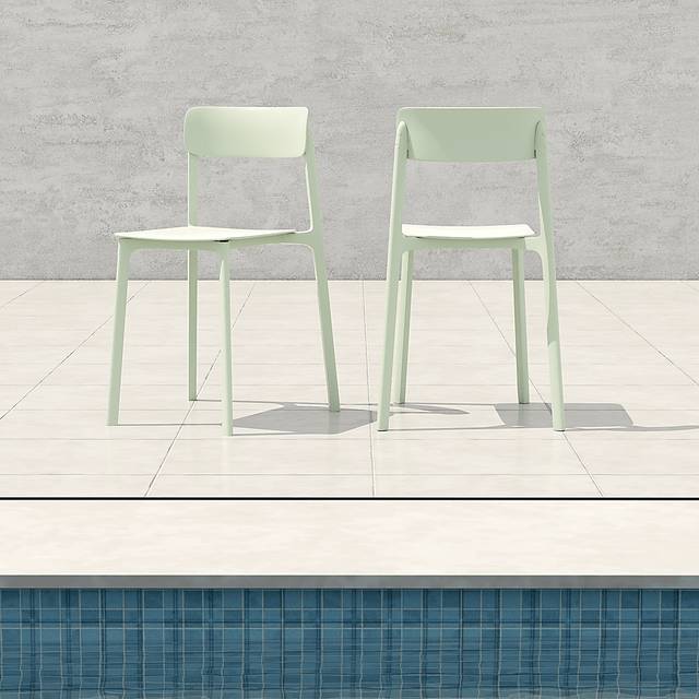 Outdoor Hartzog Mint Green Dining Chair, Set of 2 - Thumbnail - Image 2