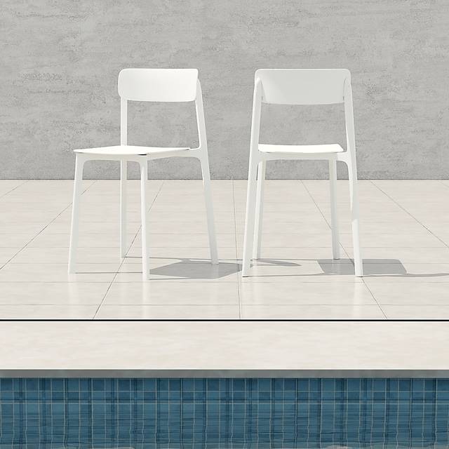 Outdoor Hartzog White Dining Chair, Set of 2 - Thumbnail - Image 2