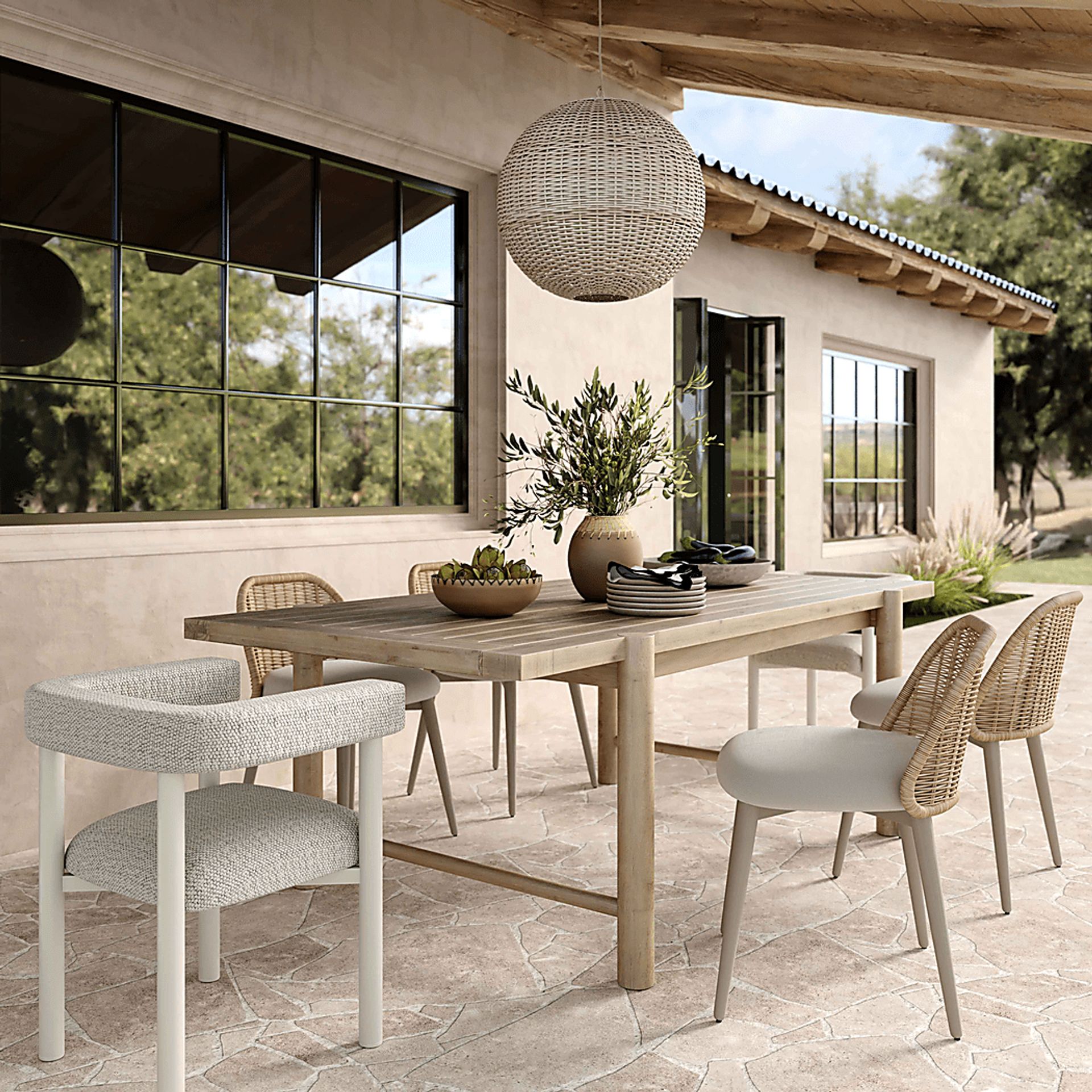 Outdoor Haylake Cream Arm Chair - Image 2