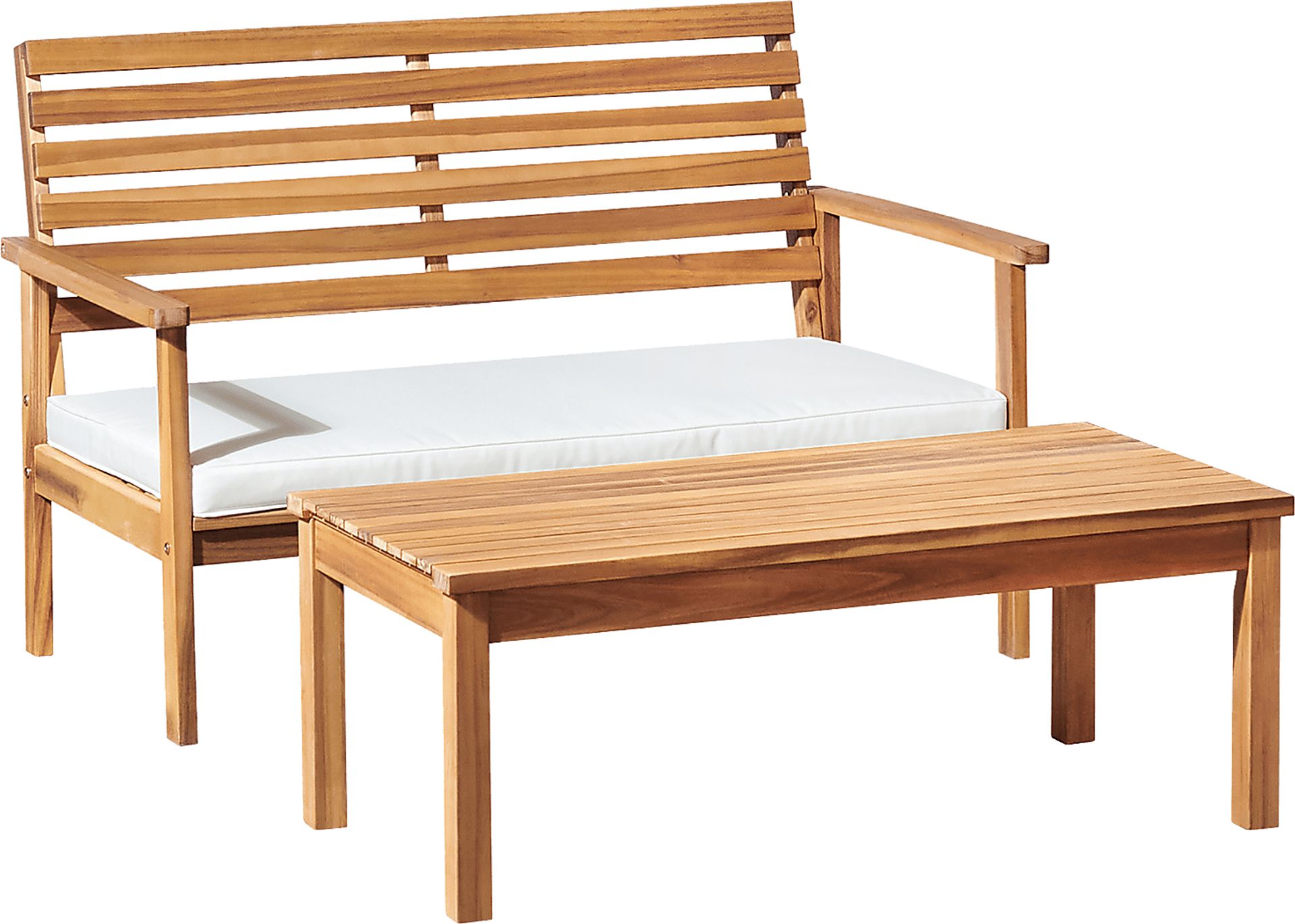 Outdoor Heatherrglen Brown Bench and Cocktail Table Set - Image 1
