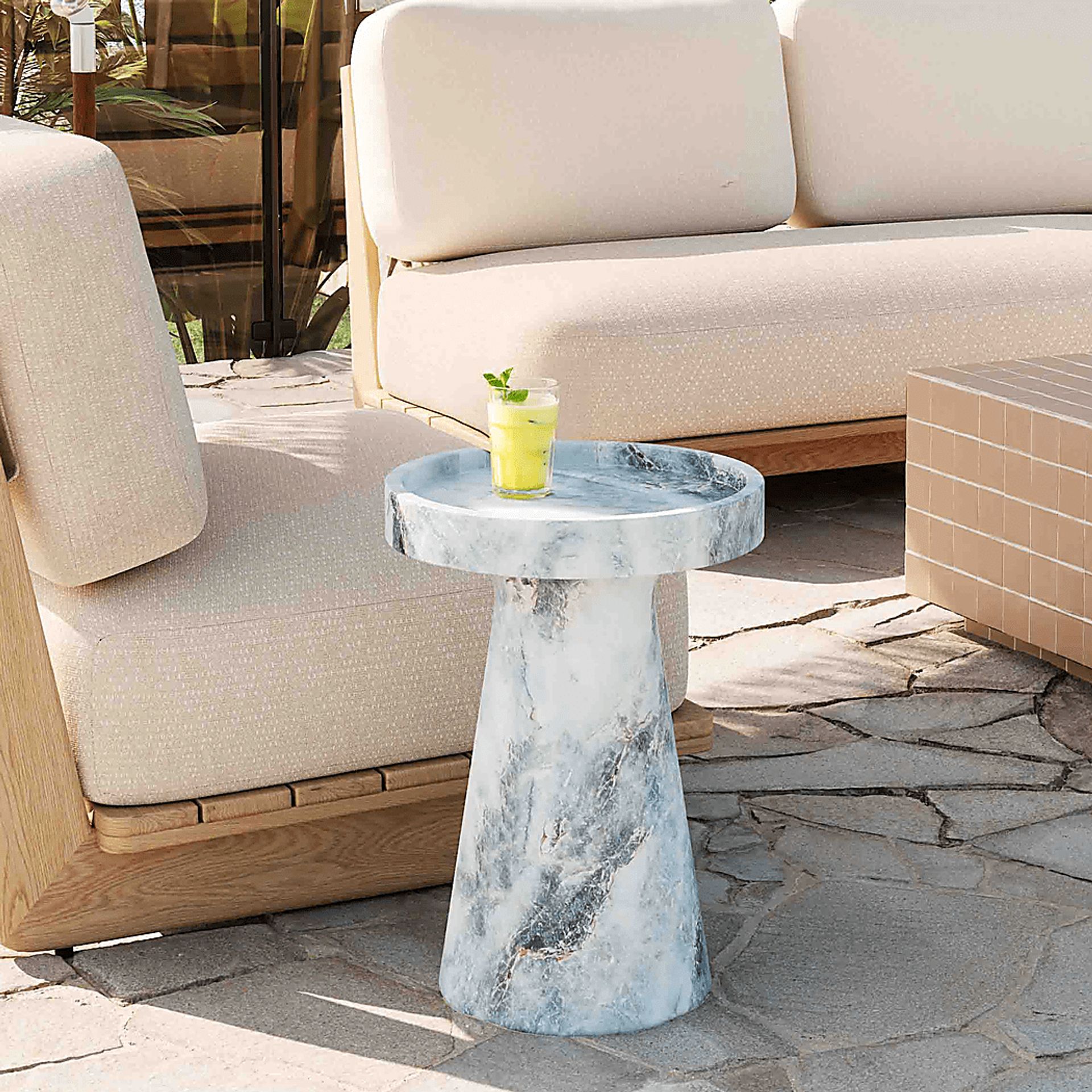 Outdoor Hogex White End Table - Image 2