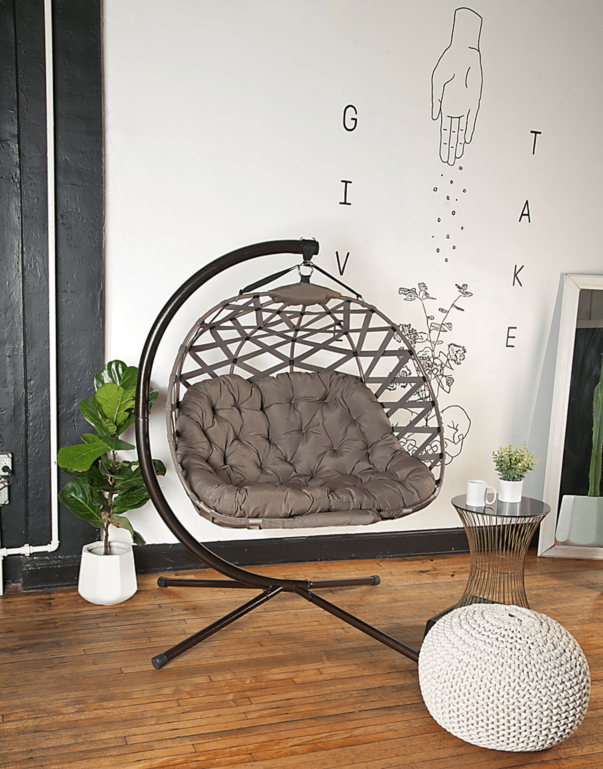 Outdoor Hollette Brown Hanging Loveseat - Image 11
