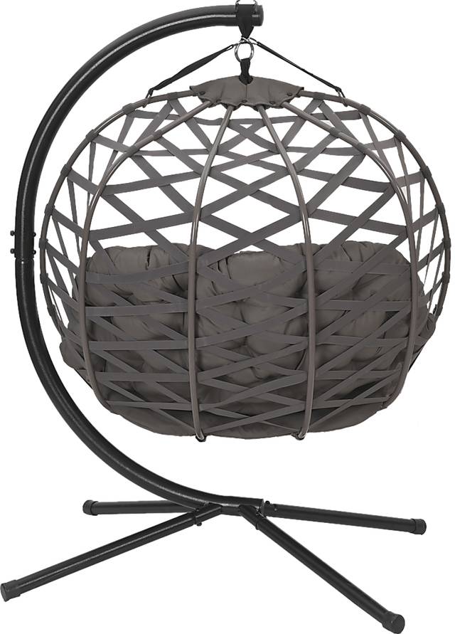 Outdoor Hollette Brown Hanging Loveseat - Thumbnail - Image 4