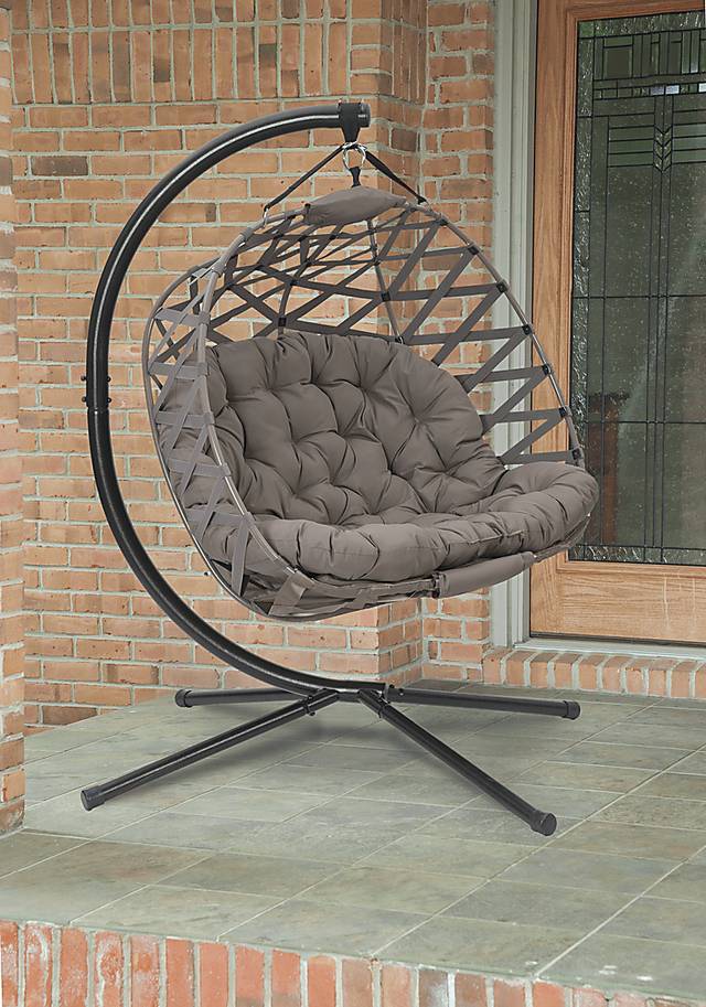 Outdoor Hollette Brown Hanging Loveseat - Thumbnail - Image 6