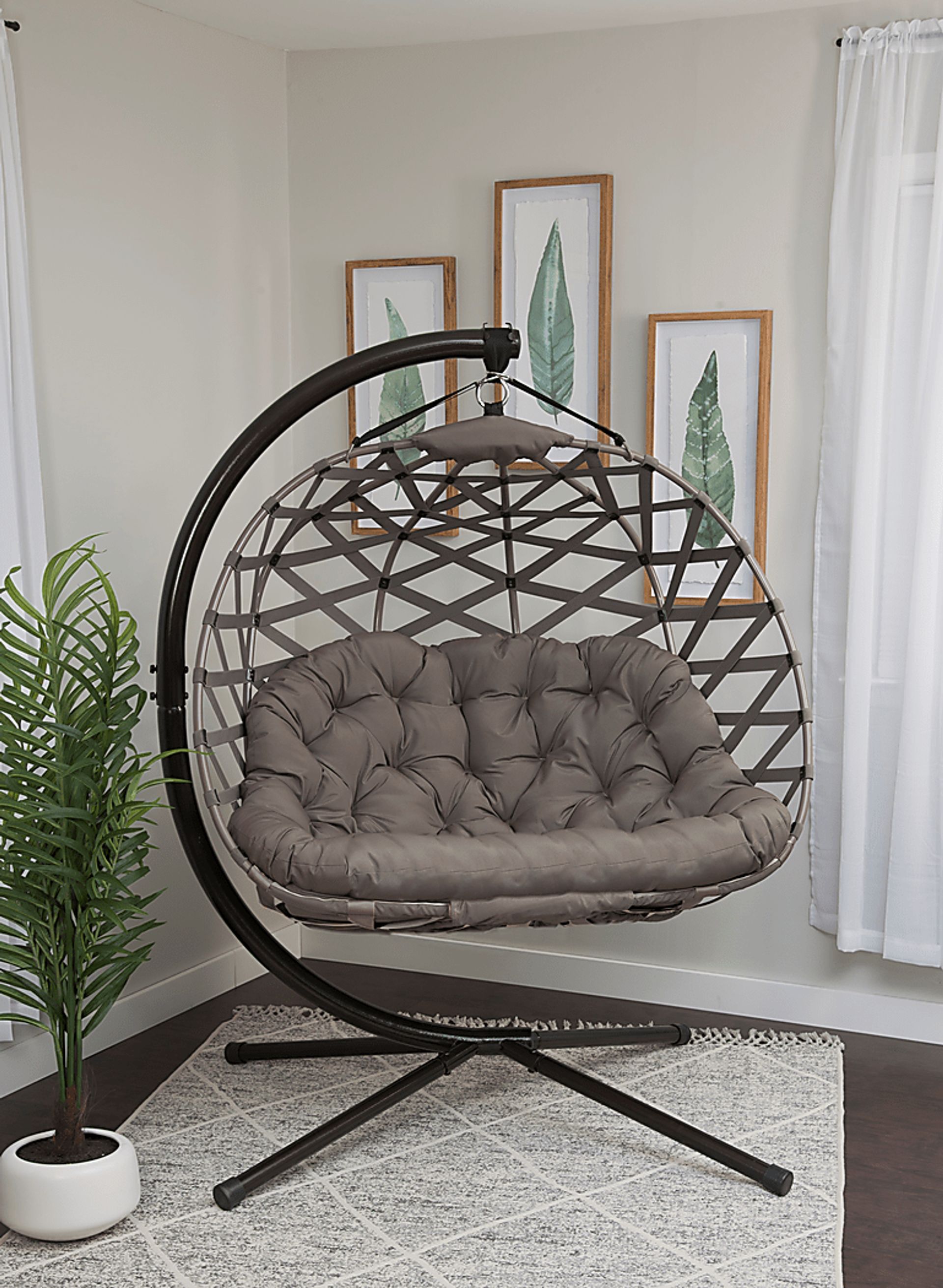 Outdoor Hollette Brown Hanging Loveseat - Image 7